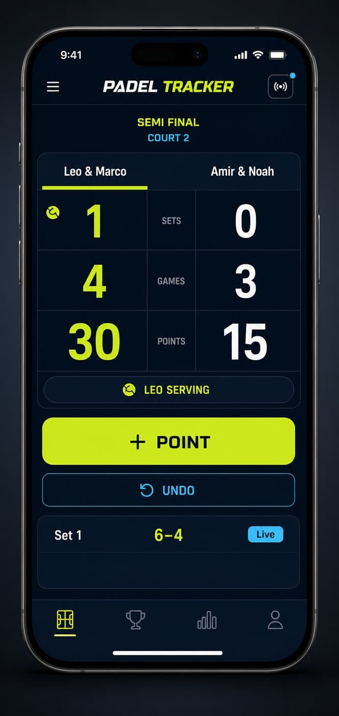 Padel Tracker screen 2